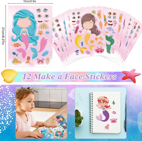 Mermaid Party Favors, 134Pcs Mermaid Birthday Party Supplies - Mermaid Bags, ... - 第 8/10 張圖片