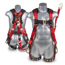 Full Body Harness w/detachable 6' Internal Shock Absorbing Lanyard w/ Steel Hook