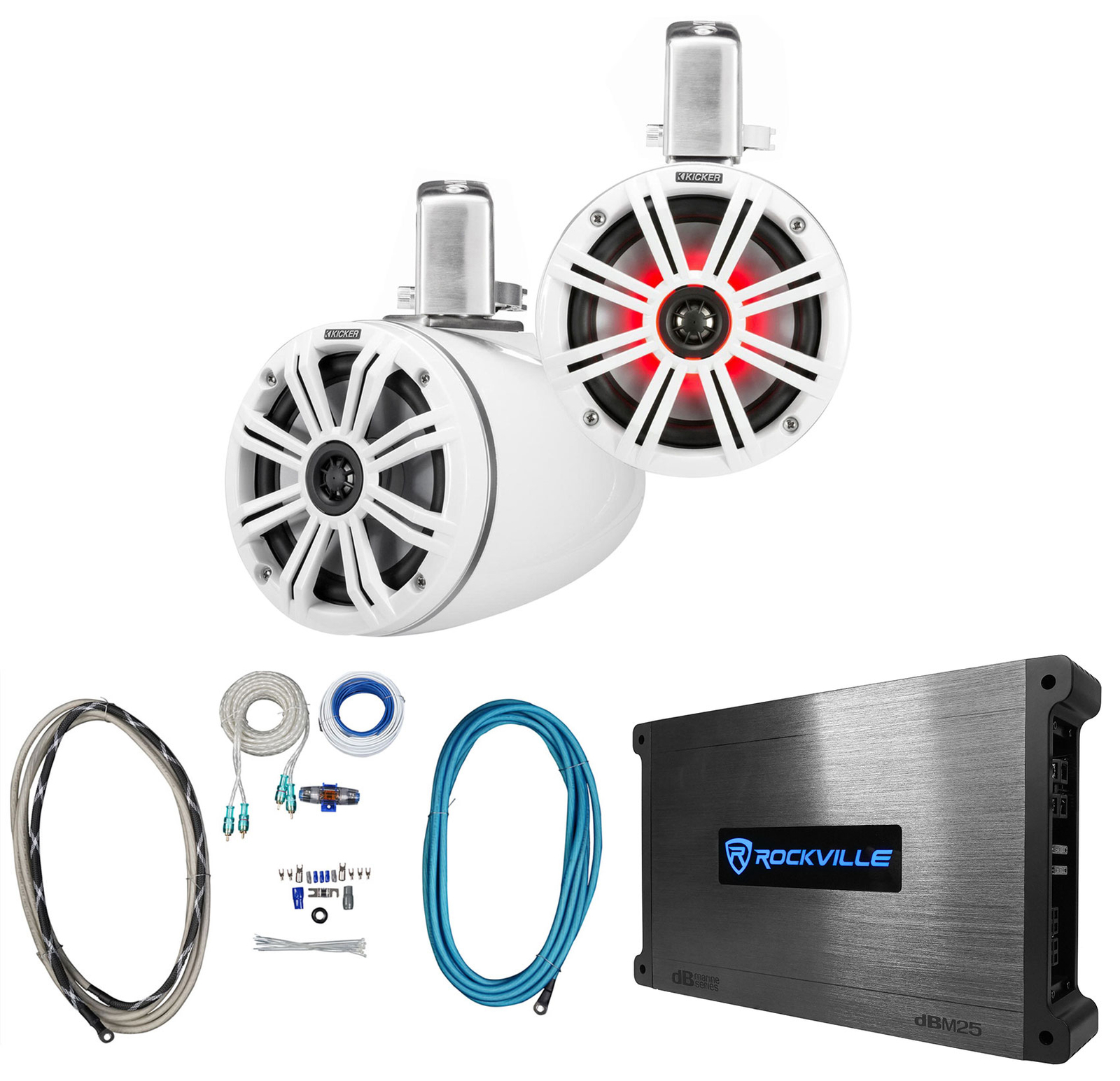 Пара динамиков KICKER 45KMTC65W 65 390 Вт для морских вейкбордов 2-канальный усилитель 103990₽