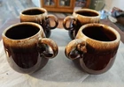 Vintage McCoy Pottery USA #7025 Brown Drip Glaze Coffee Mugs Set of 4 USA