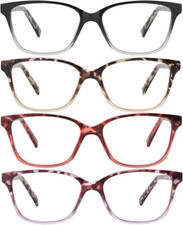 Set of 4 Blue Light Blocking Reading Glasses Unisex Lightweight - Multicolor
