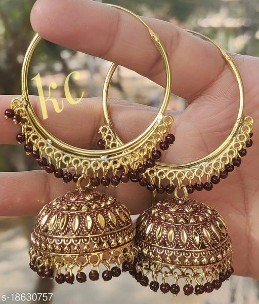 Indian Ethnic Gold Plated Dangle Drop Big Size Bali Jhumka Jhumki Earrings