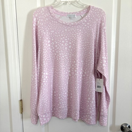 PJ Salvage Cheetah Pyjama Oberteil Peachy Loungewear Schlafshirt Flieder Gr. 1X NEU