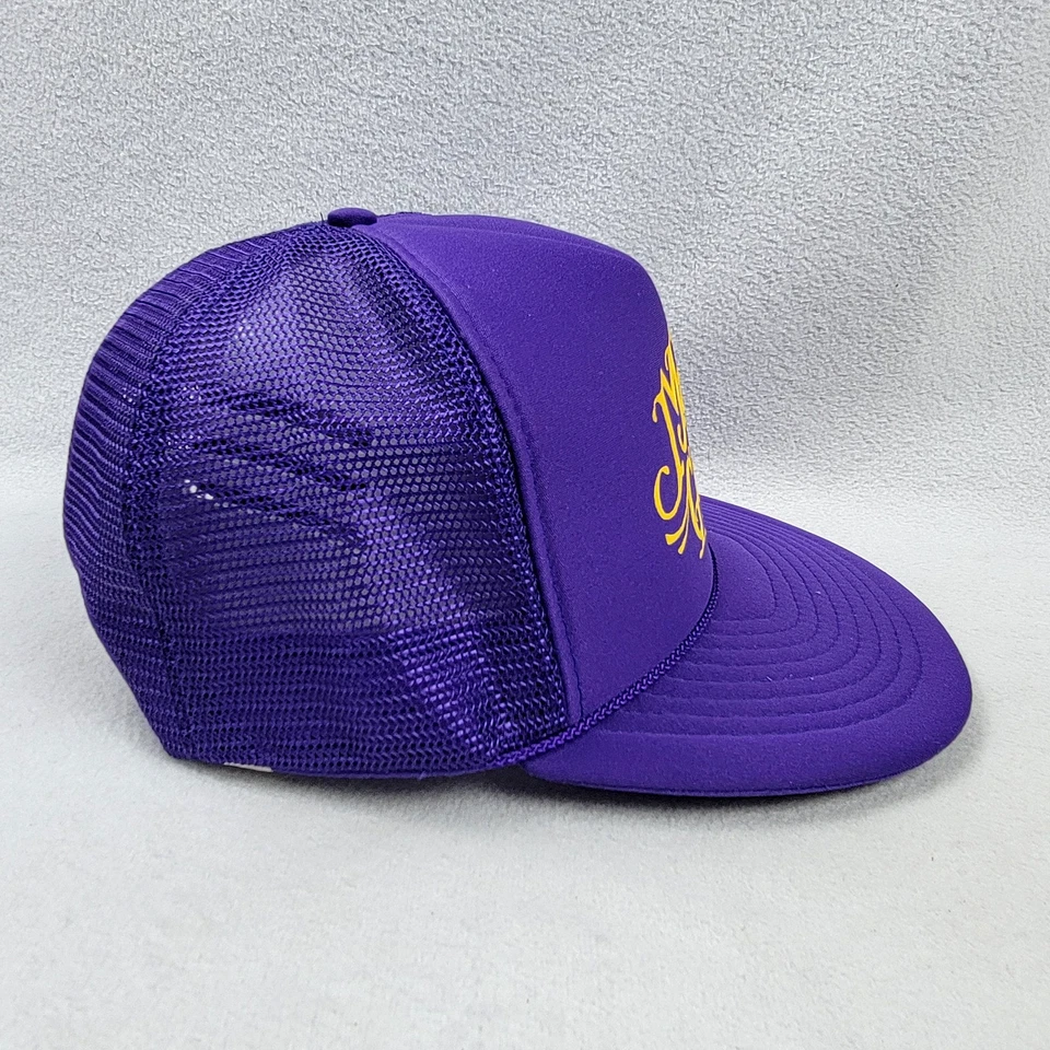 Vintage Mardi Gras New Orleans Trucker Hat Men's One Size Snapback Purple Mesh - Image 2 of 4