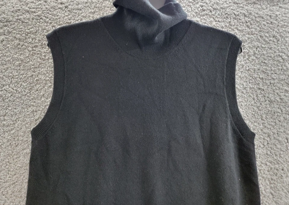 Suéter para mujer Michael Kors Collection cachemir sin mangas cuello alto XL negro Foto 3 de 4