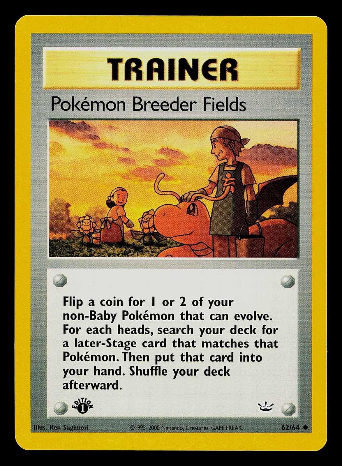 Pokemon Card - Pokemon Breeder Fields 1st Edition Neo Revelation 62/64 Uncommon