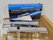 NOS 1958-1986 CHEVROLET SMALL BLOCK TALL CHROME VALVE COVERS GM PERFORMANCE 
