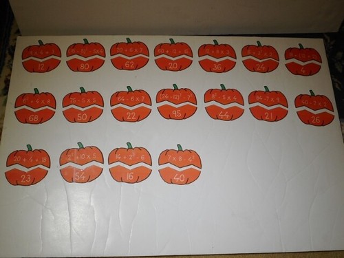Educational Math Order Of Operations Pumpkin Puzzles Set Laminated Brand New! - Picture 4 of 7