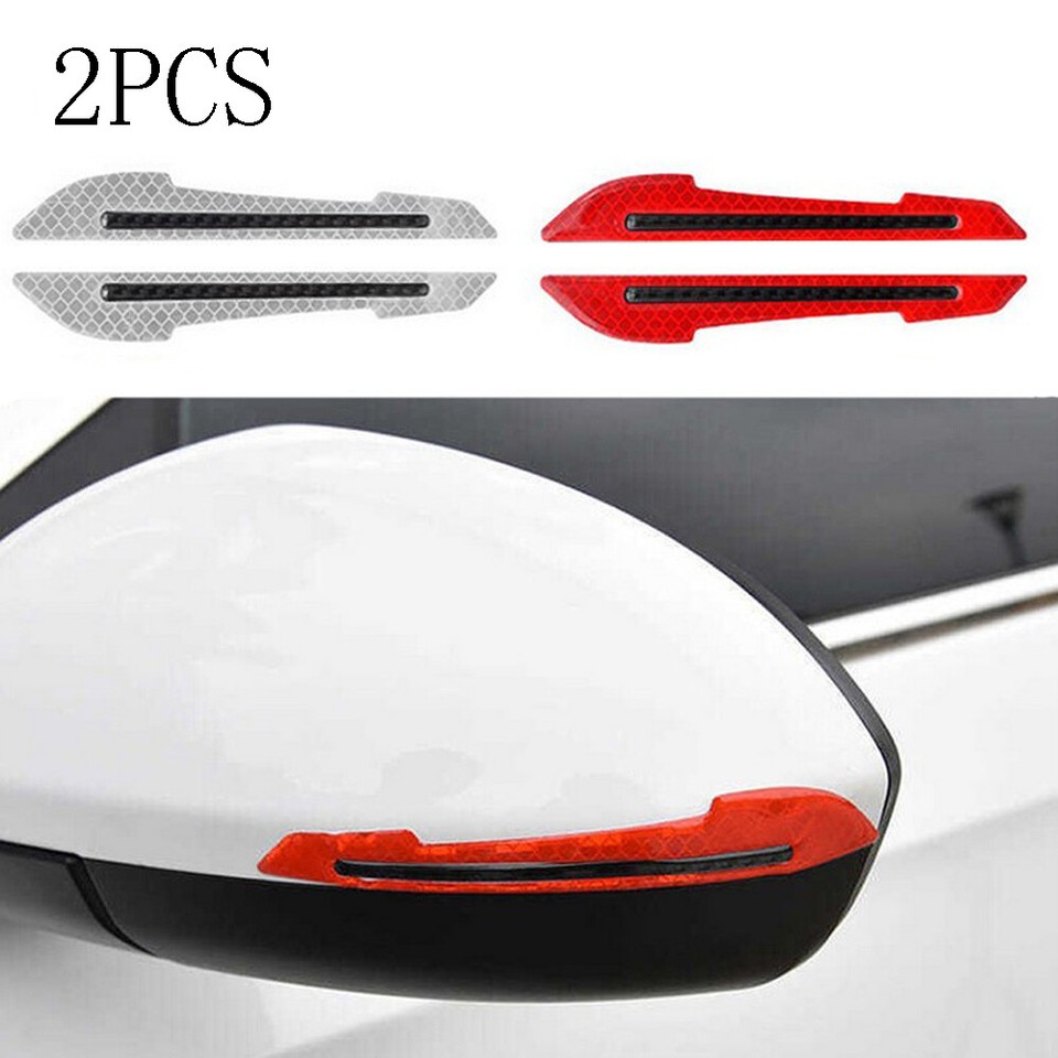 Warning Mirror Sticker 2x Car Reflective Carbon Fiber Car Side Mirror Warning Decal Sticker ...