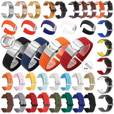 14 16 18 19 20 21 22 23 24mm Silikon Leder Edelstahl Uhrenarmband Ersatz Armband
