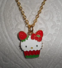 HELLO KITTY STRAWBERRY CUPCAKE NECKLACE