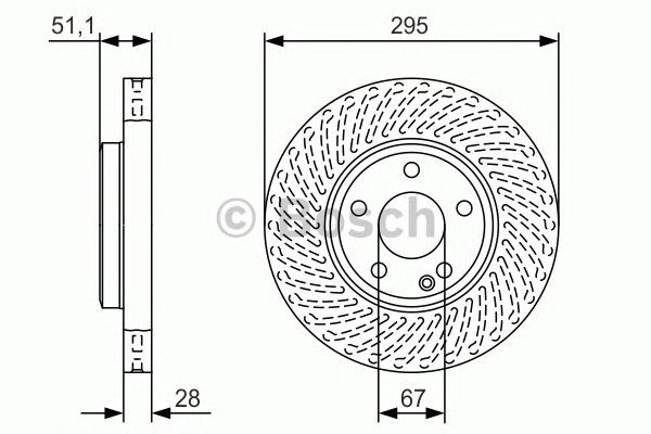 Bosch Brake Discs Pair Front 295mm 67mm Vented 28mm 0986479A58