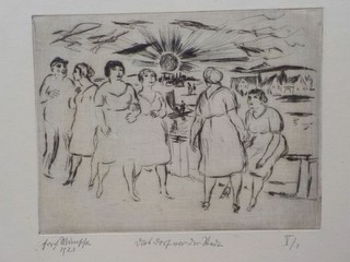 ERICH WÜNSCHE Das Dorf vor der Stadt. Radierung signiert 1921