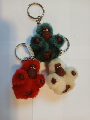 3 (three) Small KIPLING Baby Monkeys Key Chain Ring Bag Charm New