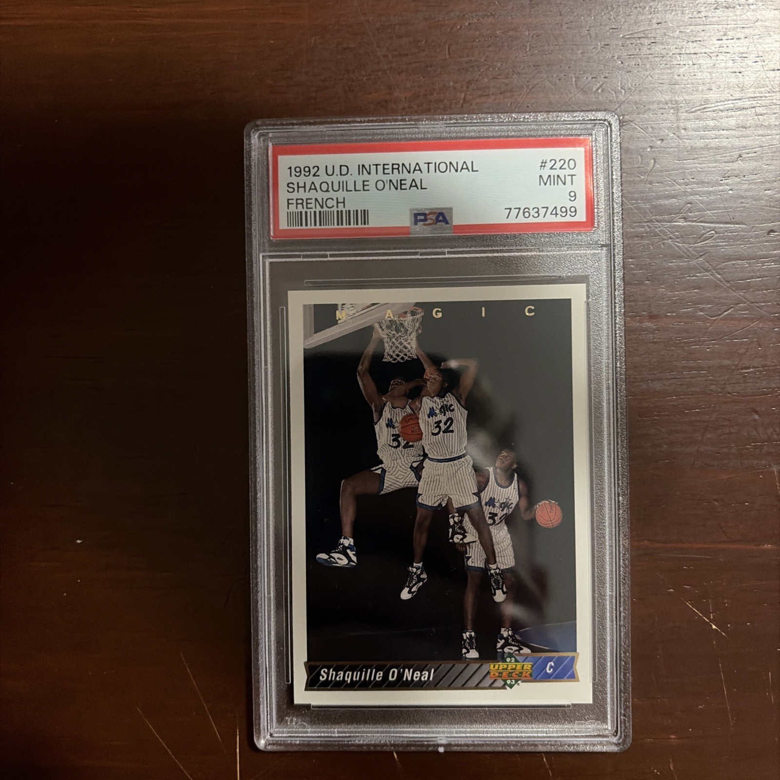 1992 Upper Deck International French Shaquille O'Neal Rookie RC PSA 9 MINT RARE 