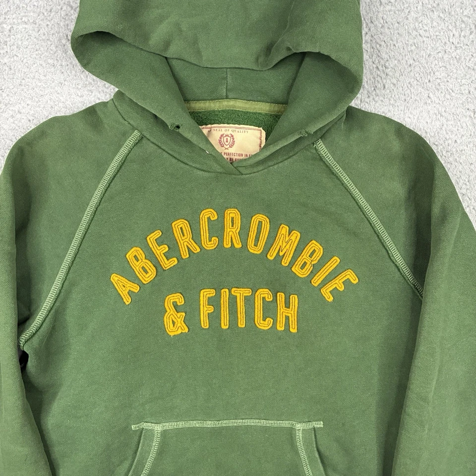 Винтажная женская толстовка Abercrombie & Fitch средний размер зеленая на молнии гранж Y2K - Изображение 2 из 4
