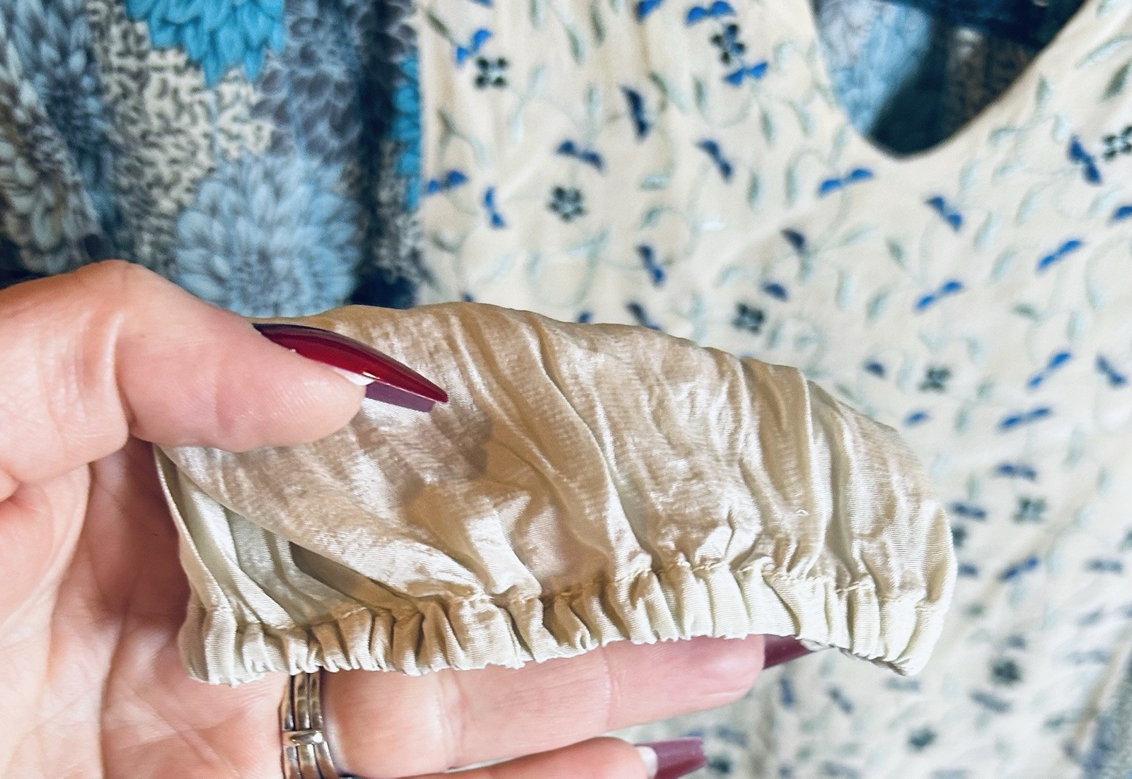 Benares Blue Floral Patchwork Boho ArtsyPeasant T… - image 7