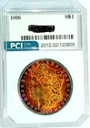 1896-P Gem BU +++  Morgan Dollar Incredible Rainbow Color Toned