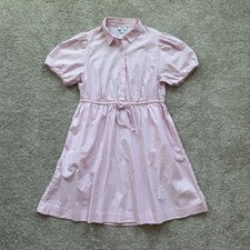 J. Crew Pink White Striped Puff Sleeve Shirtdress Size 8 Cotton Blend Pockets