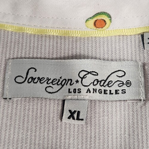 Sovereign Code Button Down Shirt Mens XL White Short Sleeve Cotton Avocado Print - Picture 3 of 12