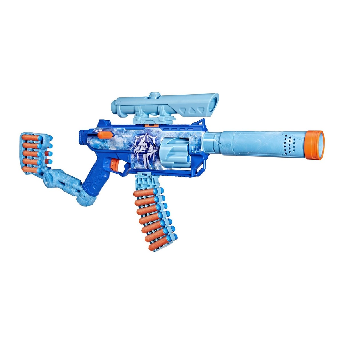 Nerf Loadout FrostFusion Blaster, 4 Interchangeable Attachment