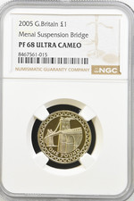 £1 One Pound Coin Proof 2005 Menai Straits Suspension Bridge Britain NGC PF68