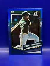 Rickey Henderson 2023 Panini Donruss Holo Blue #189 Oakland Athletics