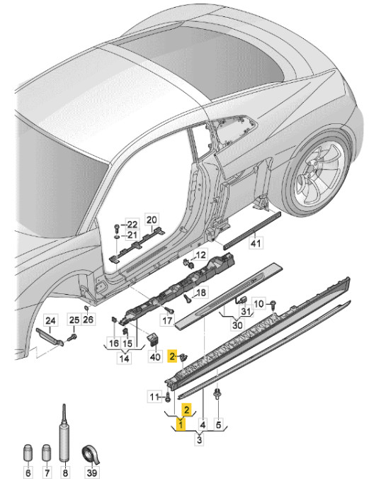 Audi R8 2016-2024 Left Lower Rocker molding White