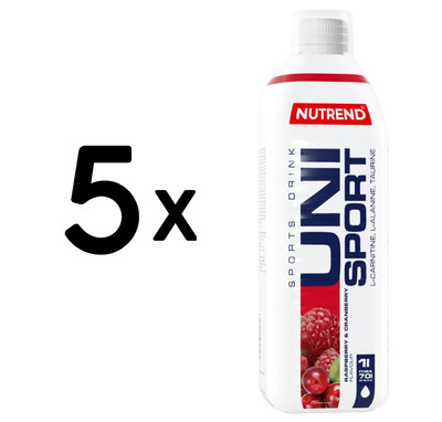 5 x Nutrend Unisport, Raspberry & Cranberry - 1000 ml. (15,99 EUR/L)