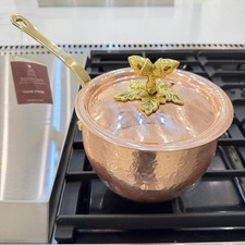 Ruffoni Historia 2.5 Qt Hammered Copper Tin Lined Saut Pan Acorn Lid NWT