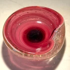 Vtg MCM 5" Handblown Murano MAUVE RINGS-ART GLASS Ashtray/Bowl Bullicante/Cased
