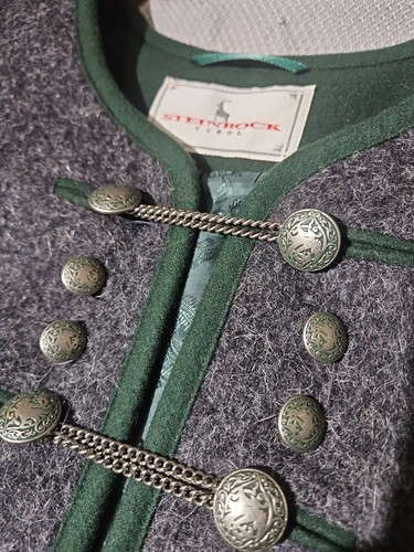 Steinbock Tyrol Jacket Womens 6 Gray Wool Mohair Blazer Silver Button Equestrian - Picture 9 of 19