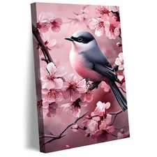 Pink Blossom Bird Canvas Wall Art Print Home Decor Painting Artwork Poster