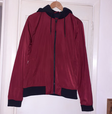 Hollister Jacket Size M Claret Full Zip Sweat Fabric  Hood Casual Bomber