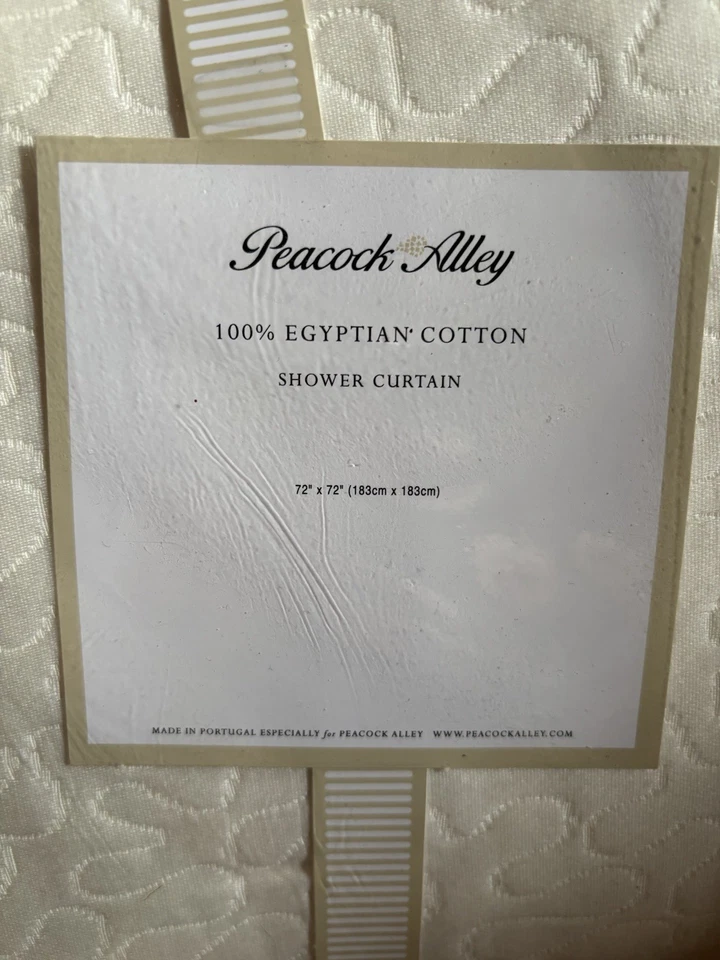 Cortina de ducha Peacock Alley Matelasse 100 % algodón egipcio 72 x 72" pulgadas nueva Foto 3 de 3