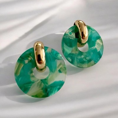 Wunderschön modisch Ohrstecker elegant Gold Türkis Acryl Ohrringe Retro Luxus