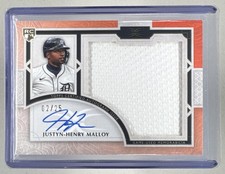 Justyn-Henry Malloy 2025 Topps Definitive Collection Orange Patch Auto RC /25