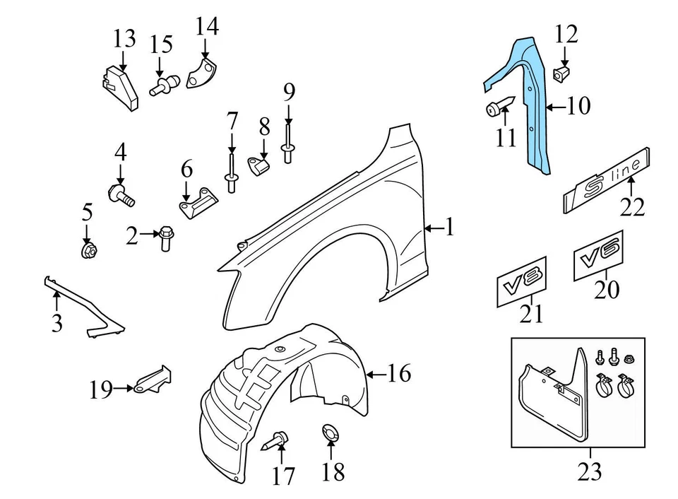 AUDI A5 QUATTRO 2008-2017 - Guardabarros interior derecho placa/cubierta 8T0821112A Foto 4 de 4