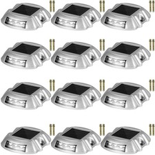 Driveway Lights Solar Driveway Lights 12-Pack, Dock Lights with Switch in White