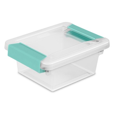 Sterilite 19698606 Mini Clip Box, Clear with Blue Aquarium Latches, 6-Pack