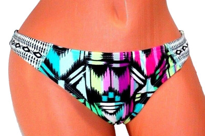 Women's Bikini Lab Multi-Colored Stain Glass Bikini Bottoms Size M  NWT