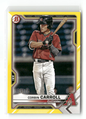 2021 Bowman - Prospects Corbin Carroll #BP-142 Yellow Border 29/75 (RC)