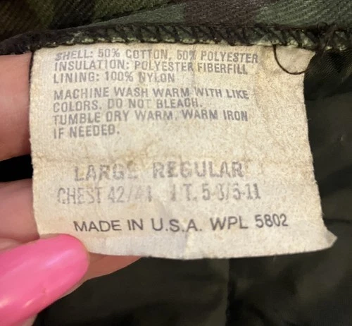 Vintage Men's Liberty Woodland Camo Hunting  Coat L 42-44 Quilted Made in USA image 6