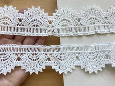 2 Yards Bright White Embroidery Crochet Fringe Trim /Sewing/Craft/Belt/2" Wide