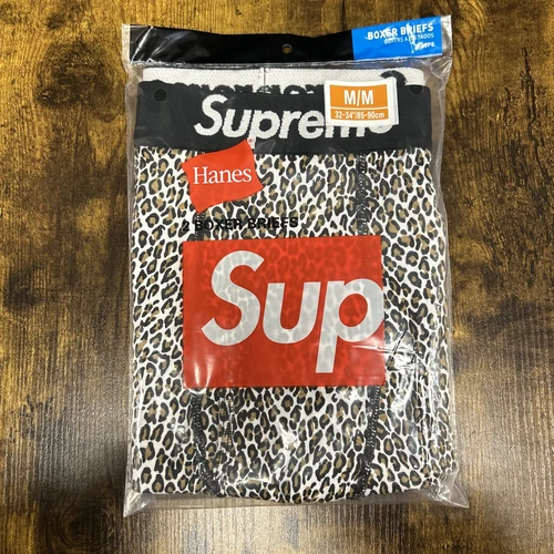 Lot de 2 boxers Supreme logo léopard slip Hanes sous vêtement créateur neuf authentique
