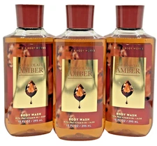 Bath & Body Works LOT of 3 Bottles Chocolate Amber Body Wash Shower Gel 10 oz