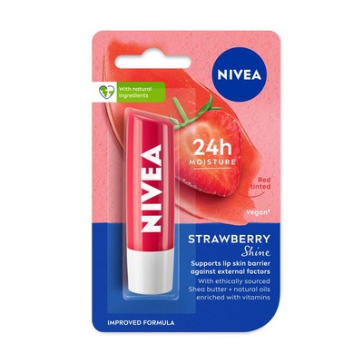 NIVEA Lip Balm For Fruity Strawberry Shine 4.8gm.