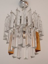 LAMPADARIO  VENINI 1970S VETRO MURANO TRILOBI CHANDELIER VINTAGE GLASS