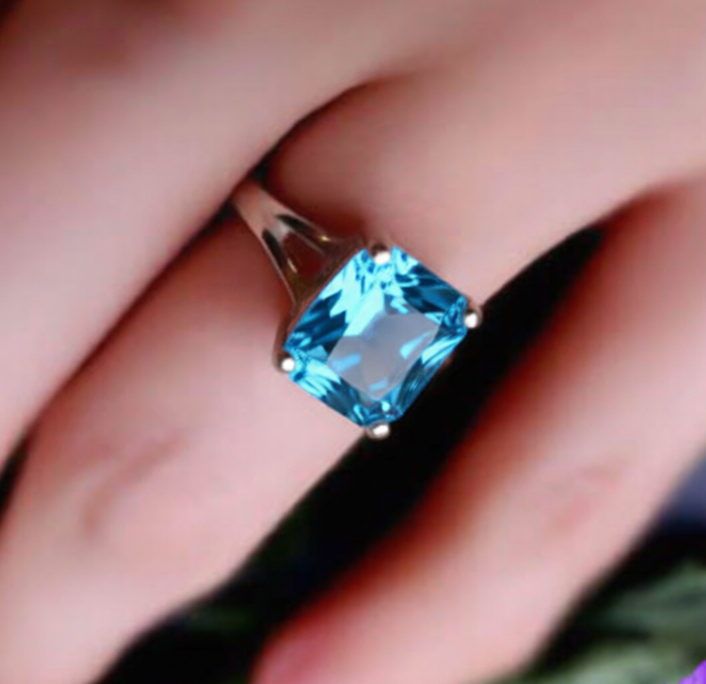 Swiss Blue Topaz Gemstone Handmade 925 Sterling Silver Jewelry Ring All ...