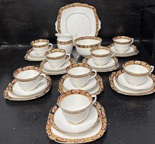 Elegant Vintage Royal Albert 1930’s Crown Bone China Imari Tea Set For 8
